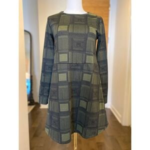 Zara Trafaluc Geometric Print‎ Long Sleeve A Line Dress Womens Size S